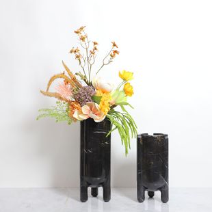 Nordic Light Luxury Marble High-end Sense Vase Living Room Hotel Homestay Sales Office Model Room Desktop Decoration Ornaments