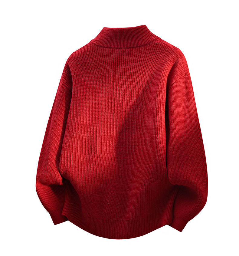 Abbigliamento da uomo Maglione con cerniera da uomo - Cardigan casual oversize (M-XXXL, nero/grigio/beige/rosso)_voghion.com