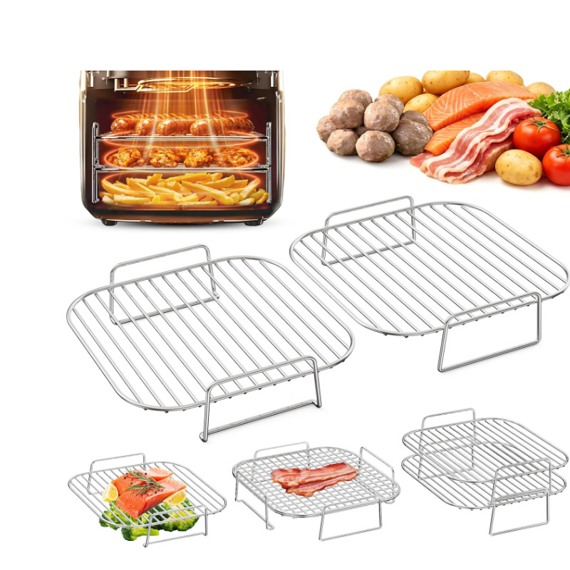 Stainless steel grill rack 2-piece set suitable for air fryers Ninja/Cosori/InstantPot