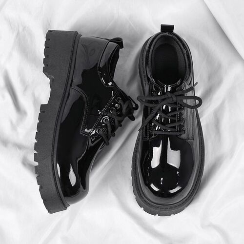 Autumn Wenzhou Small Leather Shoes for Men, Formal Business, British Derby Style, Wide-Fitting, Large Head, Leisure Trendy, Glossy Finish