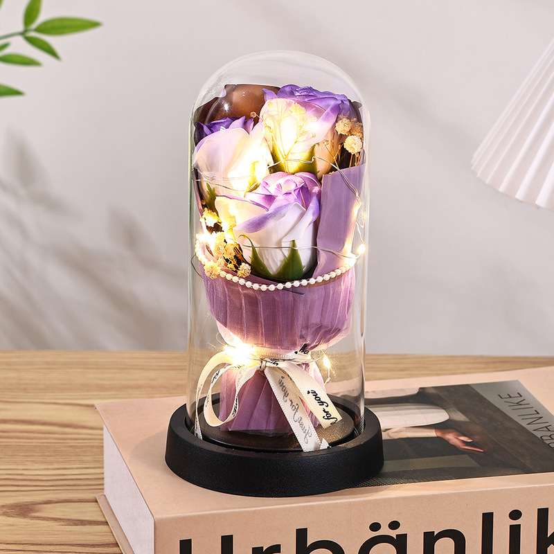 中国のバレンタインデーのギフトパールエッジ永遠の花ローズガラスカバークロスボーダー誕生日ギフト装飾品教師の日|undefined