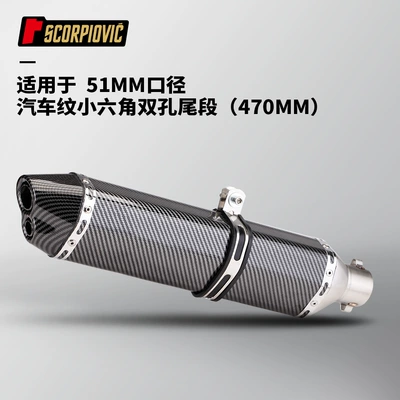carbon fiber small hexagonal | Motorcycle exhaust pipe - fully-imitation-carbon-fiber-small-hexagonal-double-hole-470mm