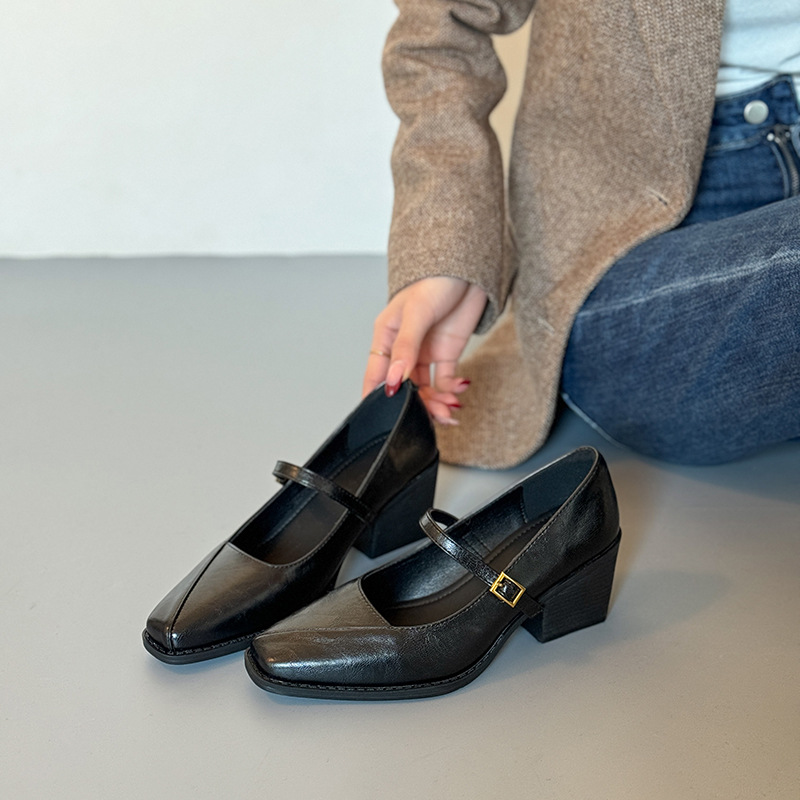 Retro Mary Jane Pumps Mit Blockabsatz Für Damen Karreeform_voghion.com