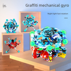 跨境塗鴉指尖百變機械手指陀螺解壓夜光創意新奇旋轉玩具批發