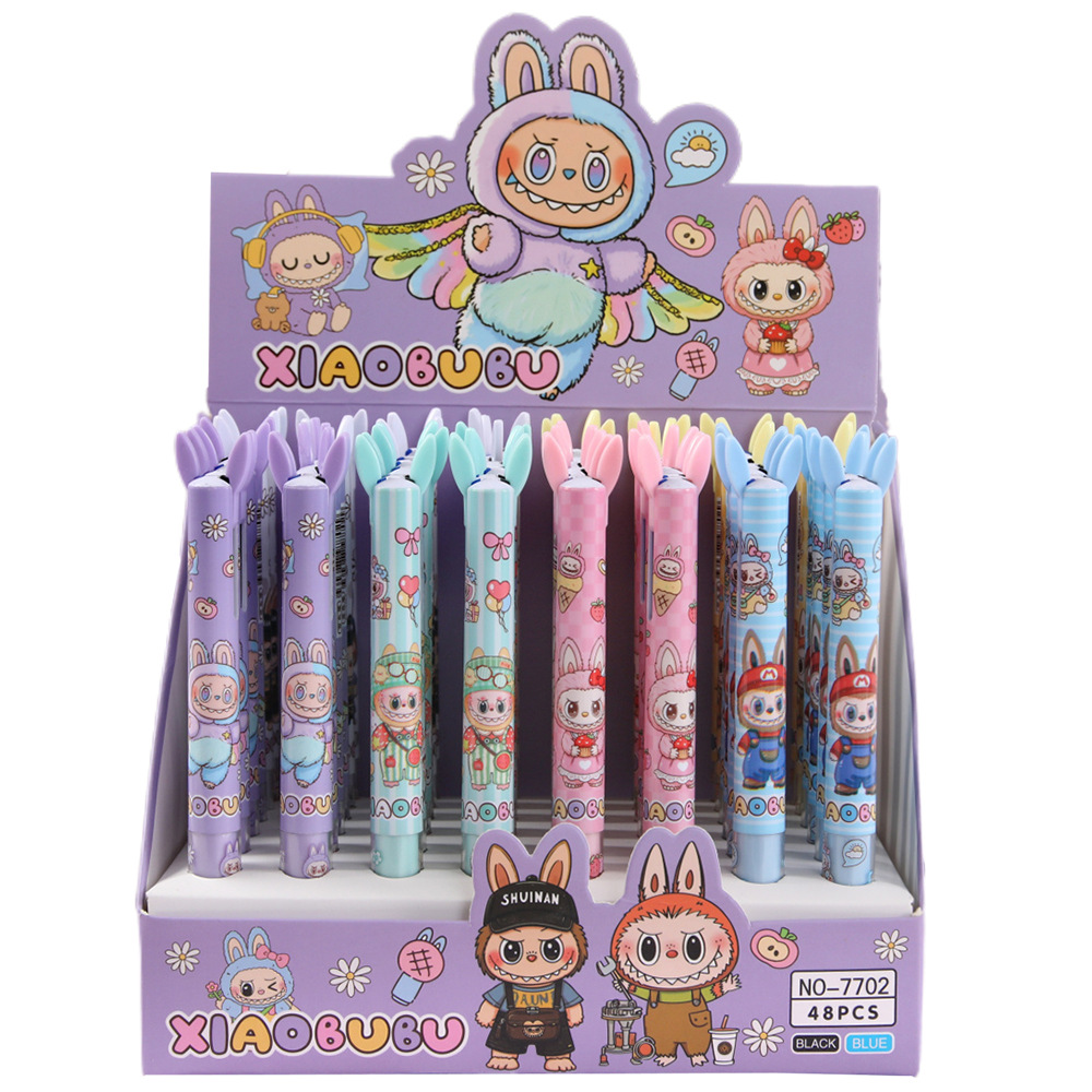 Lápiz de bolas de dos colores lápiz de oído creativo azul y negro lápiz de papelería para estudiantes lápiz