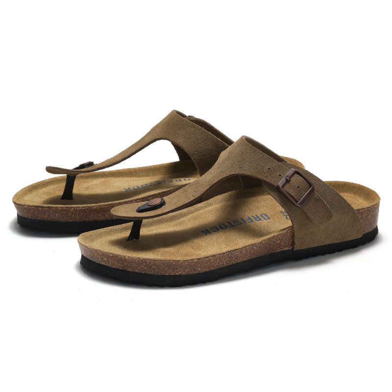 ORFISTOCK Full Cowhide Birkenthal Shoes Spring and Summer New Retro Cork Flat Birkenthal Sandals Men's Sandals and Slippers for Women