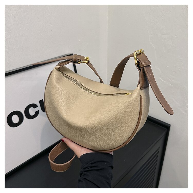 Simple and fashionable for women 2024 new color contrasting single shoulder saddle casual versatile crossbody dumpling_voghion.com