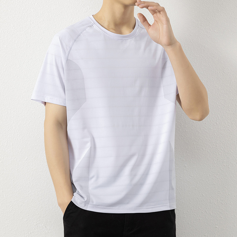 Silk summer T-shirt with a round collar