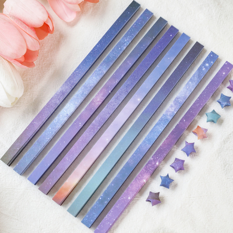 Gradient Color Star Origami, Dreamy Starry Sky, Five-Pointed Star, Lucky Star, Long Strip of Paper, Handmade DIY Origami Wishing Star Paper Gradient Color Star Origami, Dreamy Starry Sky, Five-Pointed Star, Lucky Star, Long Strip of Paper, Handmade DIY Origami Wishing Star Paper