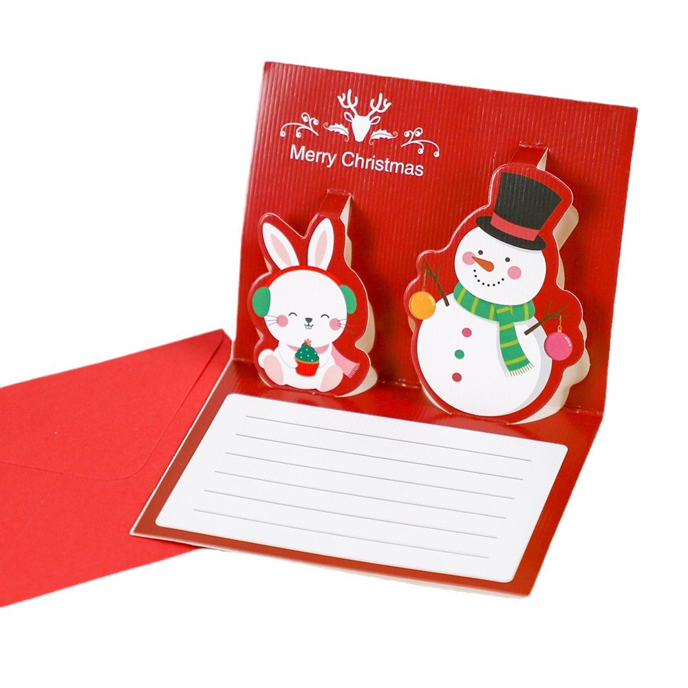 Regalos de Navidad creativos tarjetas de regalo de decoración con sobre de felicitación cartón de dibujos animados tridimensional tarjeta de mensaje de Santa
