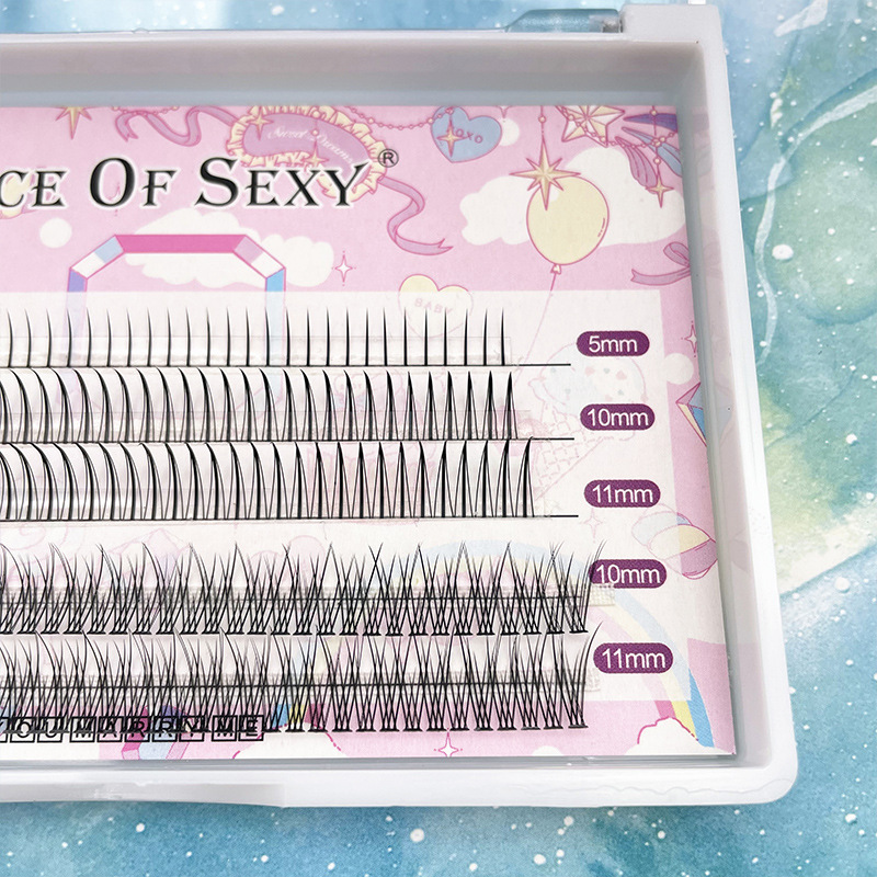 Pelo de hadas cola de pez tipo una flor mixta pelo pestañas postizas segmento suave natural cinco filas Injerto de pestañas plantación de pestañas