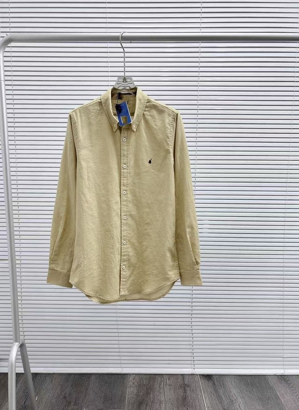 高版本RL拉夫亚麻衬衫经典休闲百搭风小马刺绣长袖衬衣男女同款|undefined