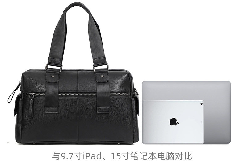 Túi xách nam da bò thật dung tích lớn 36–55L, túi đựng laptop kiêm túi du lịch đi công tác — Màu đen chi tiết 12