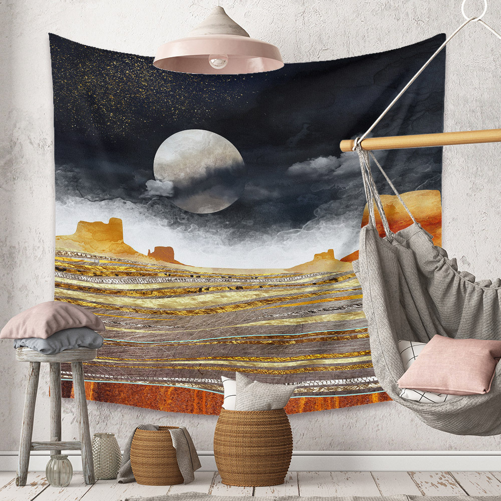 Bohemian Moon Mountain Painting Wall Cloth Decoration Tapestry Wholesale Nihaojewelry display picture 223