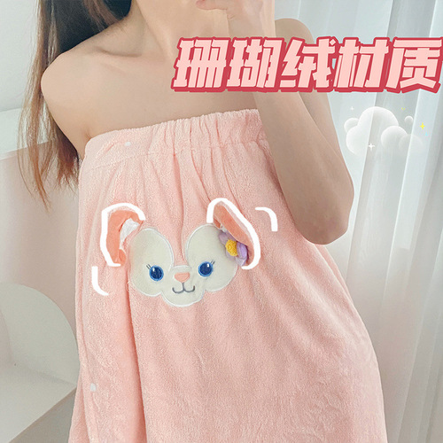 Thickened coral velvet towel, bath towel, bath skirt, dry hair cap, soft, water-absorbent, hair-free, men's and women's household set
