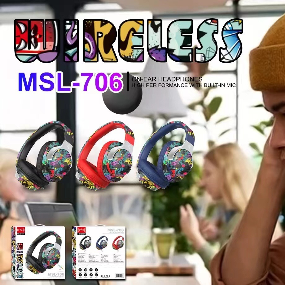 Comercio exterior explosivo auriculares Bluetooth auriculares inalámbricos marea nacional graffiti nuevo movimiento de música estéreo luminoso image 1