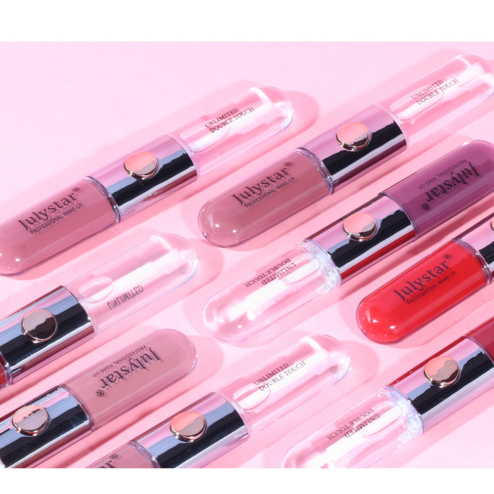 Julystar Beauty's double-head mirror lip gloss is easy to apply and does not fade or stick to a cup of water undefined