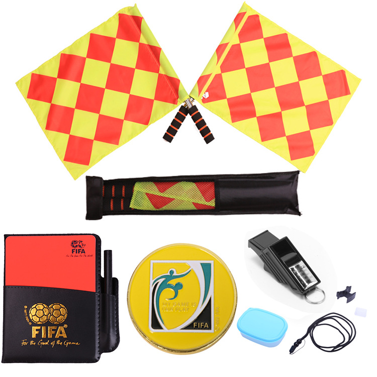 Red and Yellow Card Set for Football Game Referee, Football Referee Equipment with Leather Case and Recording Paper with Whistle and