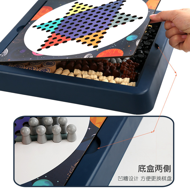 Weiweihu combinación de ajedrez de madera multijugador interactivo multifuncional juego de mesa de tablero de ajedrez rompecabezas para niños juguetes de backgammon