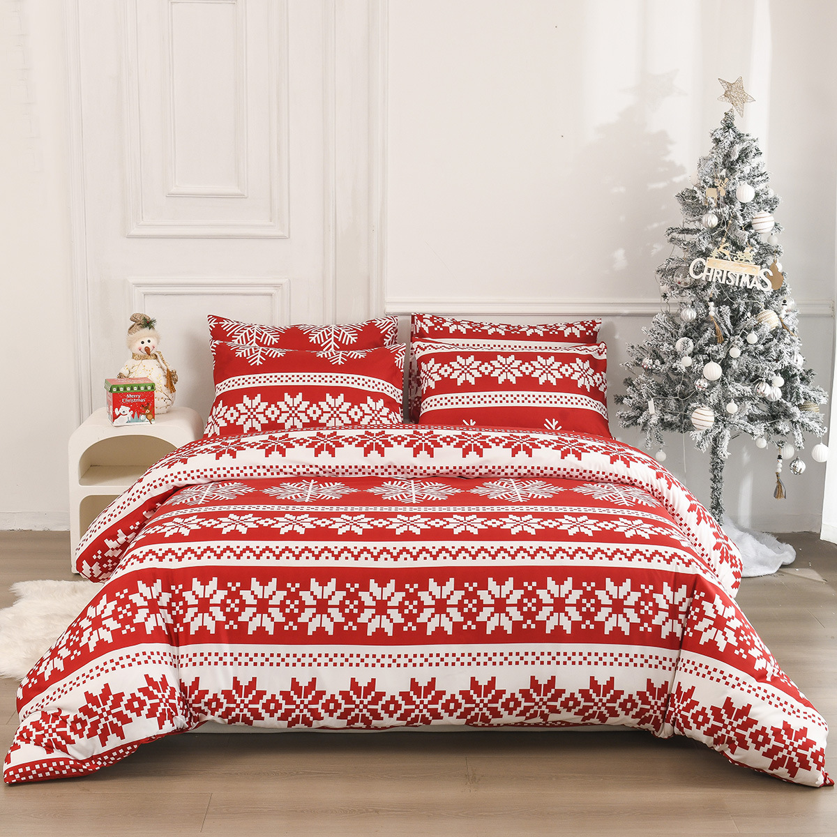 Winter Sleepers Pattern Bed Three-piece Set