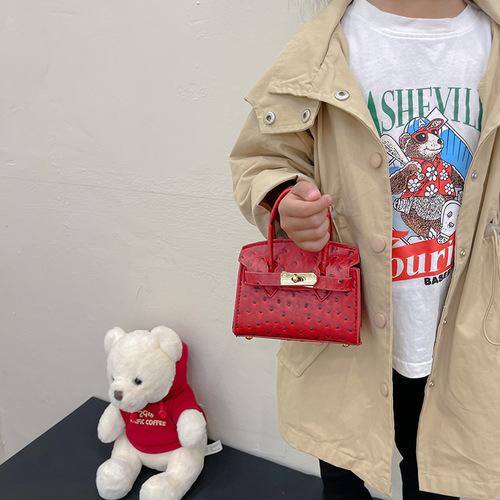 Textured children's small bags women's bags 2024 popular new European and American niche Kelly bags fashionable spring and summer crossbody bags