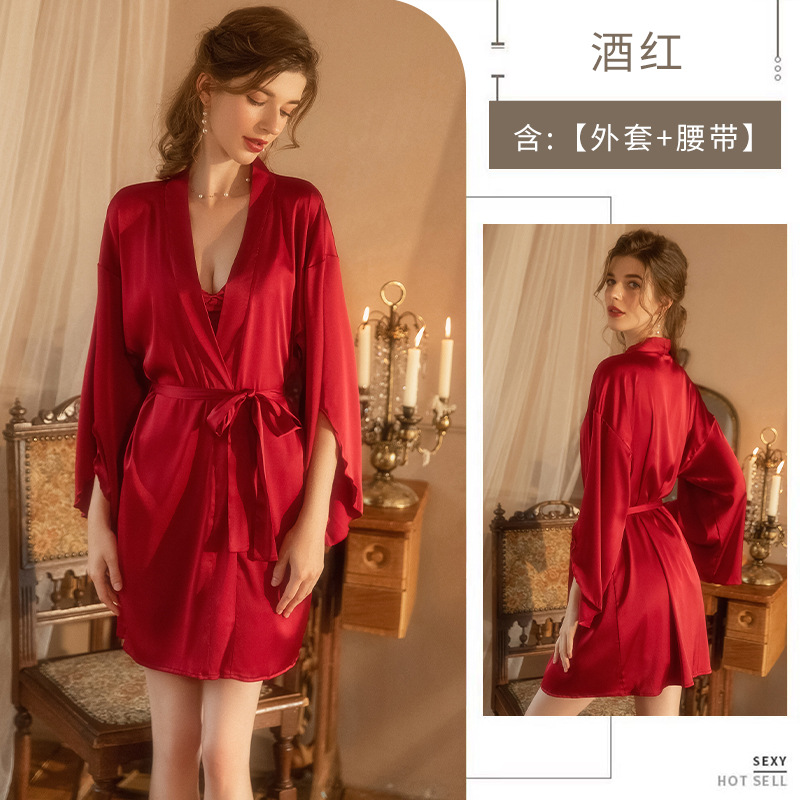 Abrigo rojo vino (cinturón exterior)