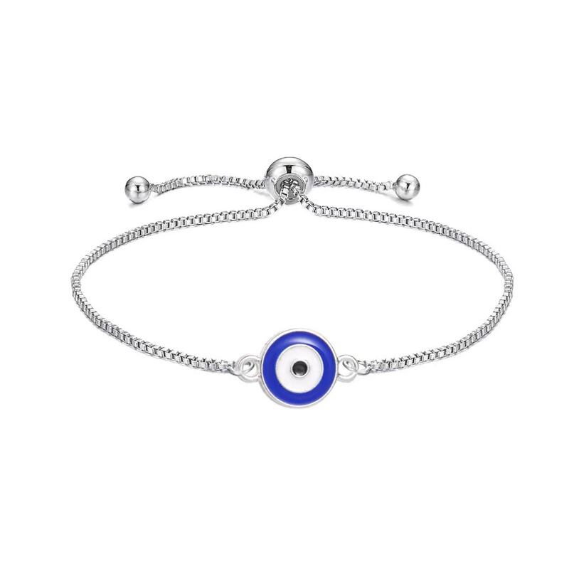 Cross-border Hot Sale Turkey Blue Eye Round Eye Bracelet Evil Eye Adjusting Pull Devil Eye Bracelet