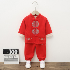 Tang suit boy autumn and winter set baby first birthday dress boy New Year's greeting dress Hanfu first birthday holding hands 6008