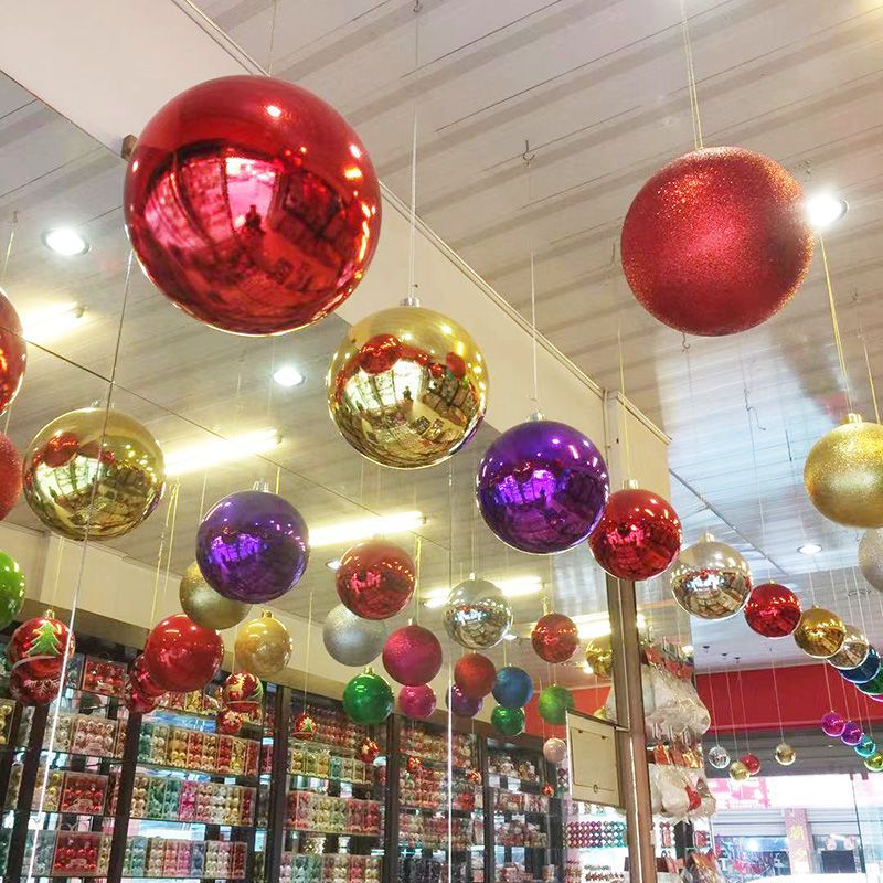 圣诞装饰球树装饰品大号亮光电镀彩球吊商场酒吧吊顶速卖通批发