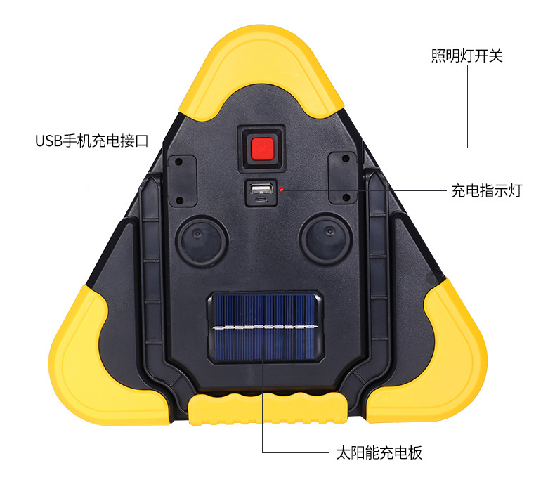 Car Triangle Warning Sign LED Flashing Solar Powered Emergency