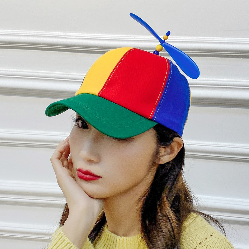 拼色竹蜻蜓棒球帽女2026新款春秋时尚鸭舌帽可爱女孩运动遮阳帽子