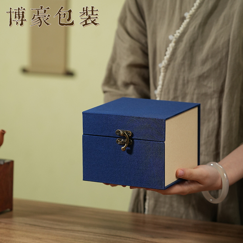 紫砂壺、リネン錦箱、レトロな曲げバックルティーセット、ギフトボックス、小カップ、磁器雑貨、香炉包装箱|undefined