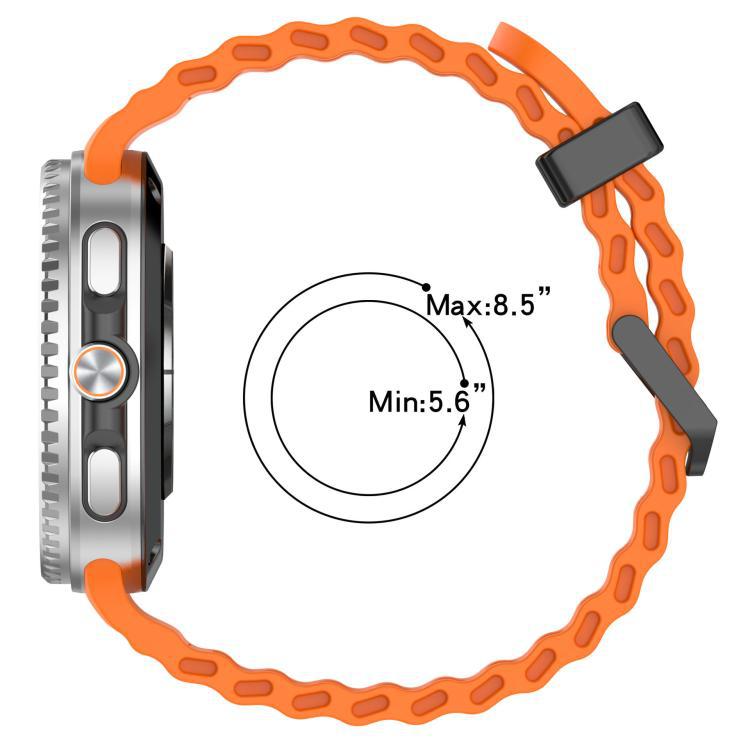 Correa de silicona transpirable de doble fila para reloj Samsung Watch8 marino sólido diseño de botón negro