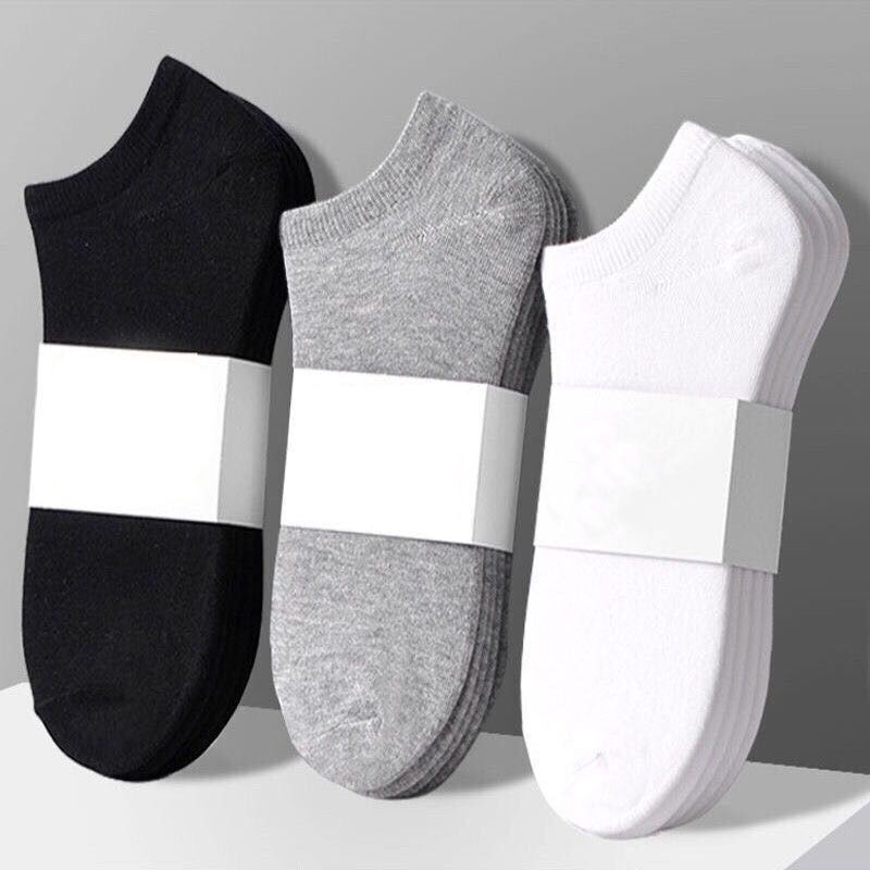 Socks Men's Spring and Summer Trendy Sports Solid Color Short Invisible Boat Socks Sweat-Absorbent Long Tube Mid-Tube Black and White Gray Socks