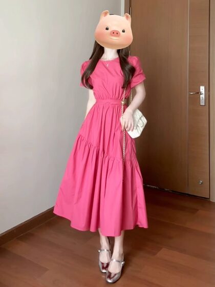 French-style Waist A- shaped Puff Sleeve dress Children's Summer 2025 New Small Slim First Love Fairy Dress
