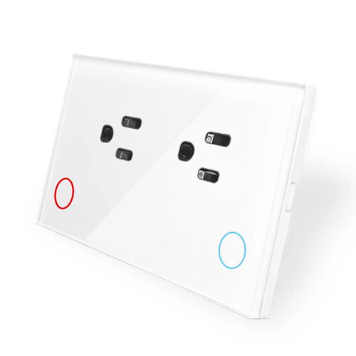 US Standard Doodle WiFi Smart Plug 15A Glass Panel with App Setting Button Backlight Switch Plug