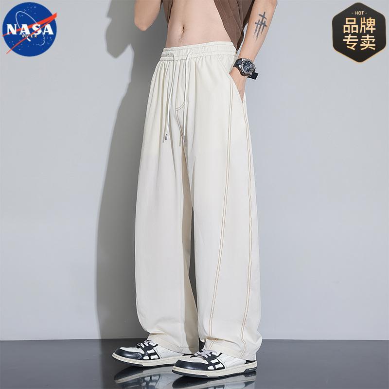 NASAブランド連名曲げ刀ズボン男2025夏の薄いタイプの速乾弾力と肥育の大きいサイズのファッションカジュアルズボン|undefined