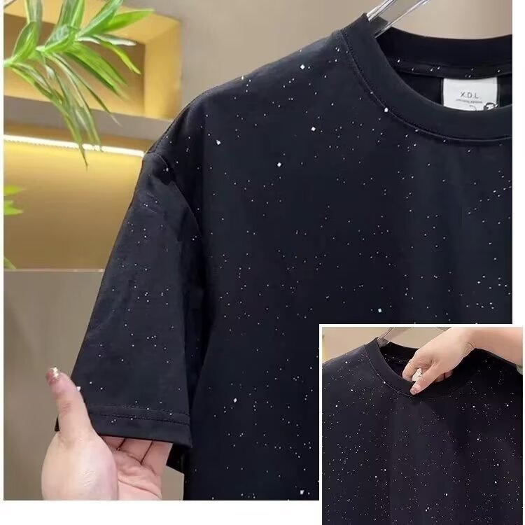 Verano de moda europea en la marca de moda 2026 nuevo hombre camiseta de manga corta con sequillas