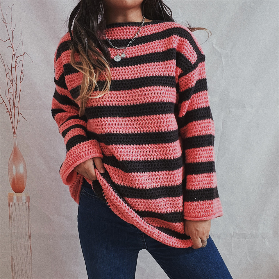 Women's Sweater Long Sleeve Sweaters & Cardigans Simple Style Stripe display picture 17
