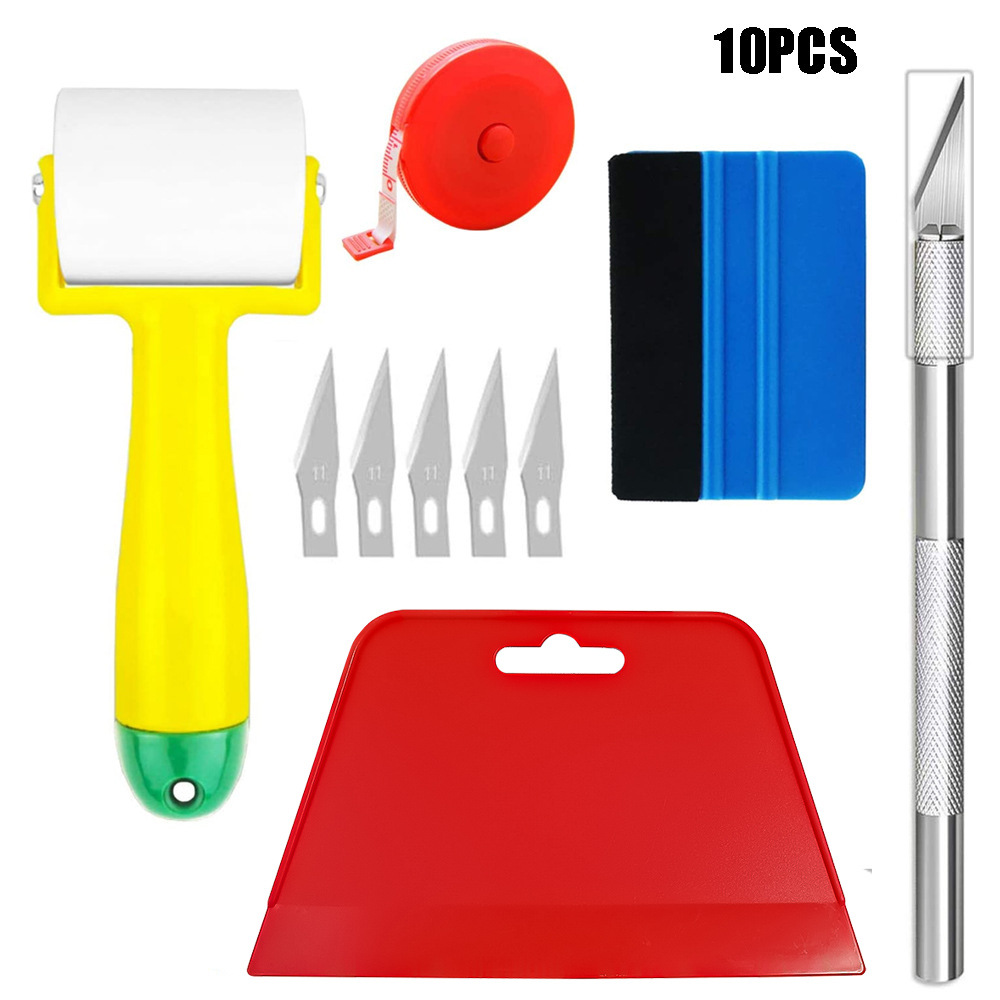 Cross border 10 Set of parts Two-sided Scraper Film tool Kit With roller,Hard blade,Tape,Craft knife