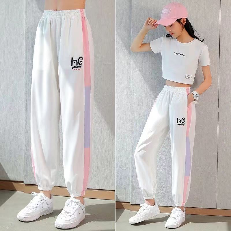 Girls' Pants Summer Thin Children's Sports Pants Children's Wear New Fashionable Middle and Big Children's Summer Wear Girls' Ice Silk Anti-mosquito Pants