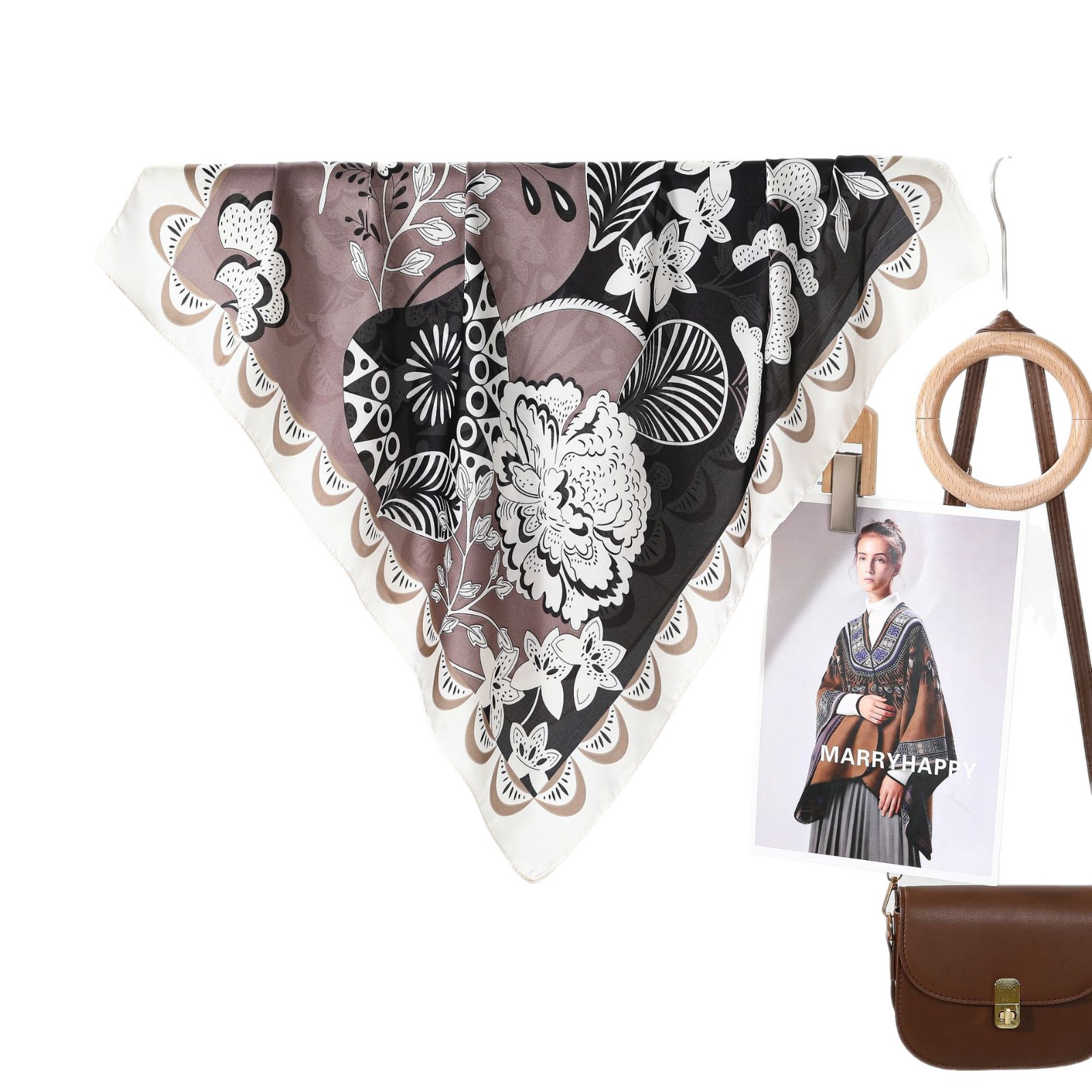 Classic Silk Scarf For Women, Elegant Lightweight Neck Wrap_voghion.com