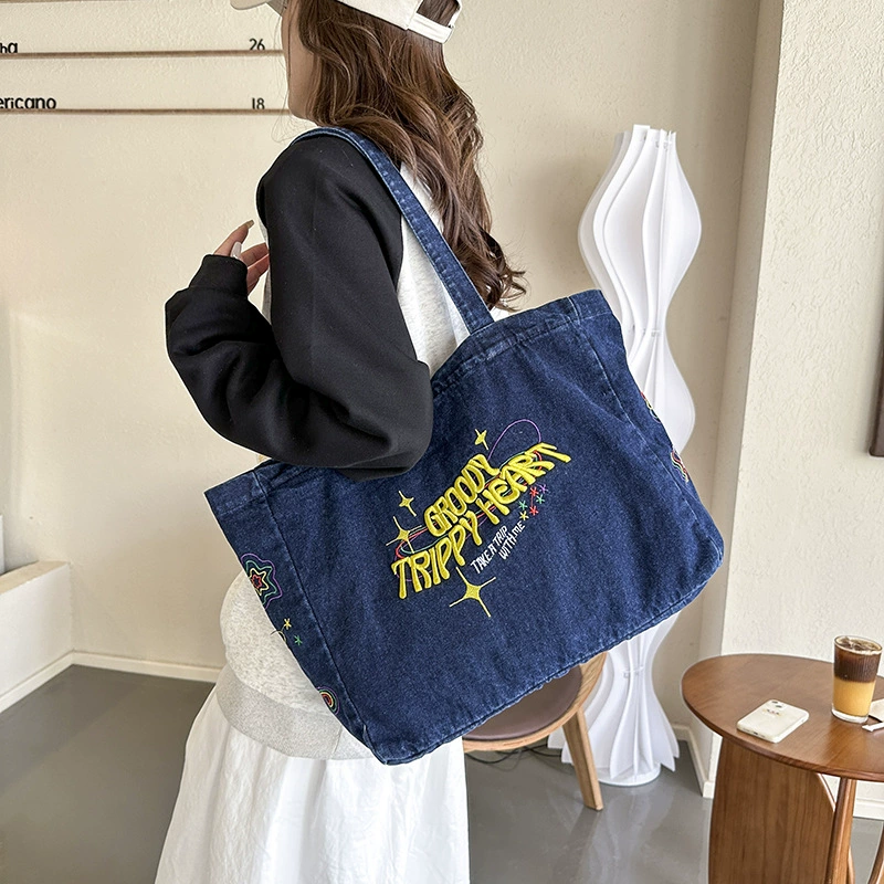 Ins корейские осенние и зимние дикие джинсовые сумки на плечо большие емкости