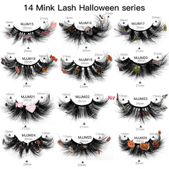歐美跨境萬聖節假睫毛一對裝節日款自然卷翹濃密高仿水貂毛假睫毛