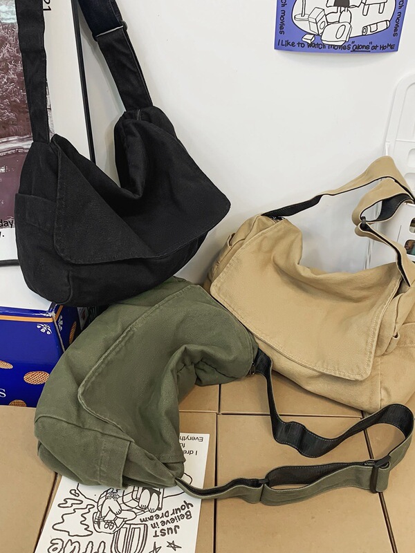 慵懒风水洗帆布包包女斜挎包女文艺范大学生上课包休闲单肩邮差包|undefined