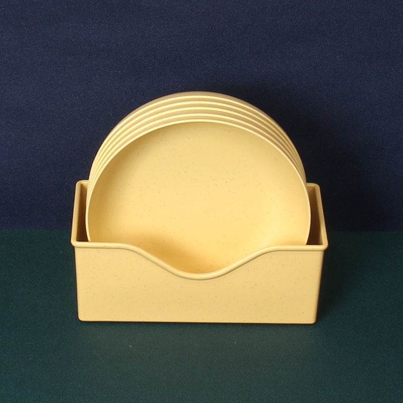 Trigo paja 15cm profundización plato de hueso redondo 5 piezas traje de base plato de pastel resistente a la caída plato aumentado