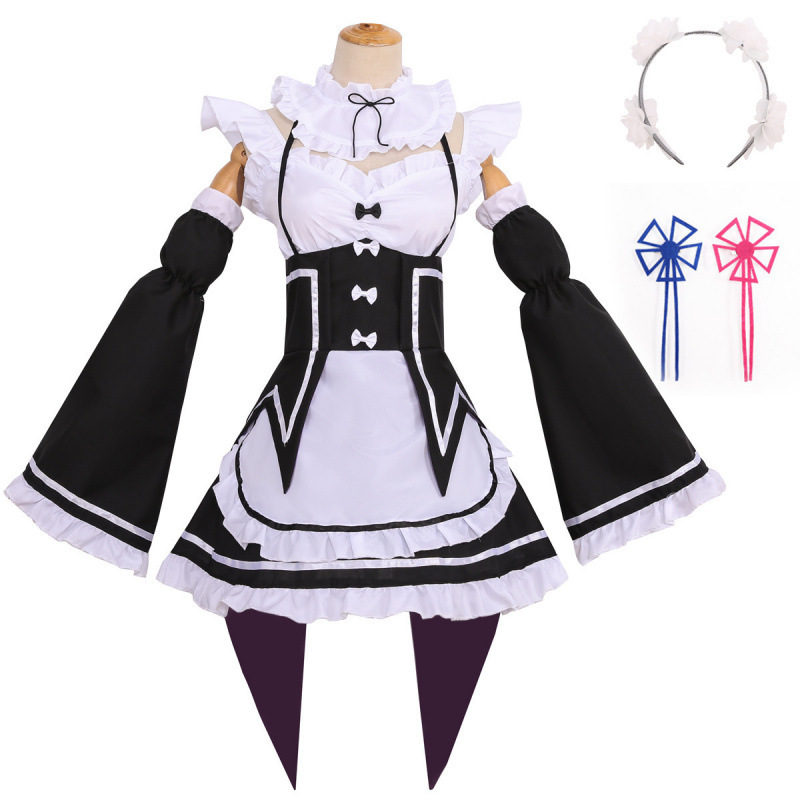 S-3Xl Plus Size Maid Outfit from the Anime Re:Zero - Starting Life in Another World Ram Rem Cosplay Costume