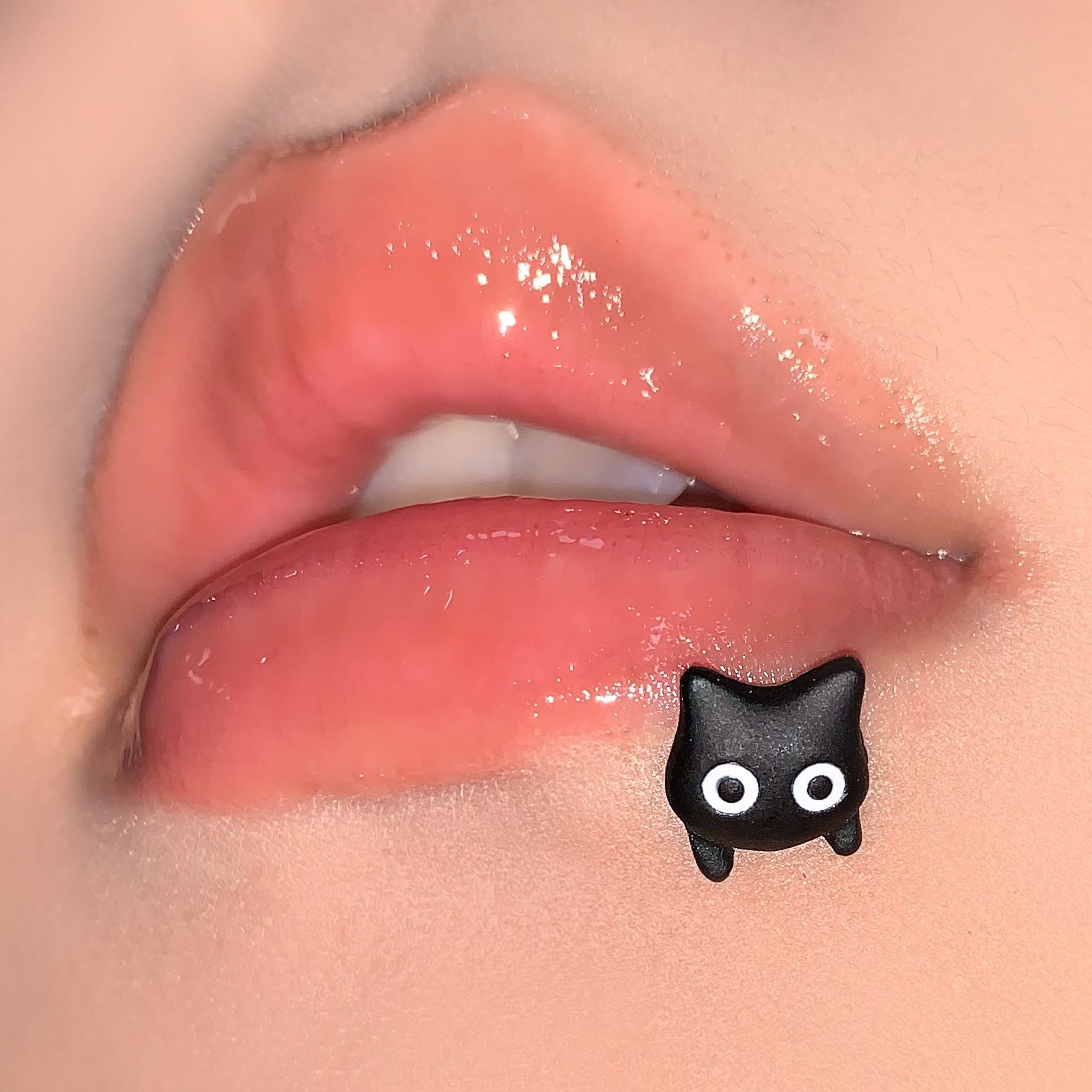 Labret stud lip piercing jewelry styling detail