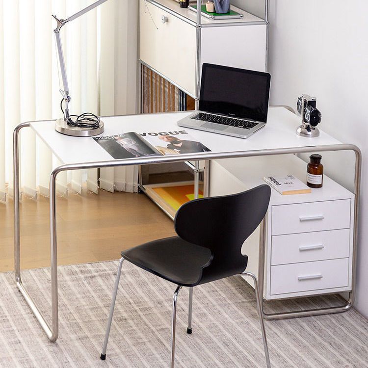 Stainless Steel Vintage Desk, Simple and Modern, with Drawers, Home-Use Bauhaus Table, Single-Person Office Writing Computer Desk Stainless Steel Vintage Desk, Simple and Modern, with Drawers, Home-Use Bauhaus Table, Single-Person Office Writing Computer Desk