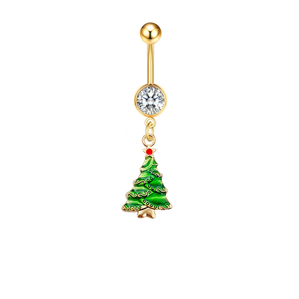 Fashion Snowman Snowflake Stainless Steel Plating Inlay Rhinestones Belly Ring 1 Piece